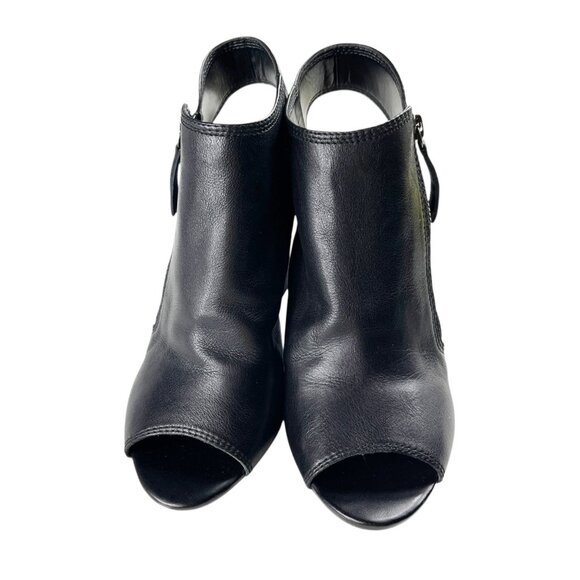 Aldo Black Leather Upper Open Toe Open Heel Booties Zipper Detail Size 7.5 - Picture 5 of 16